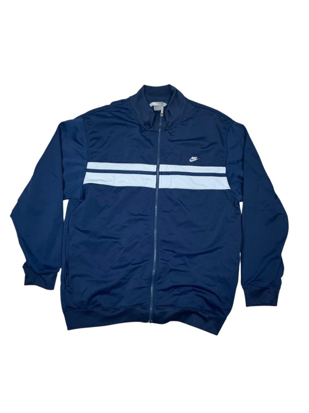 Nike Men’s Navy Blue & White Lightweight Full-Zip Track Jacket | Size 2XL